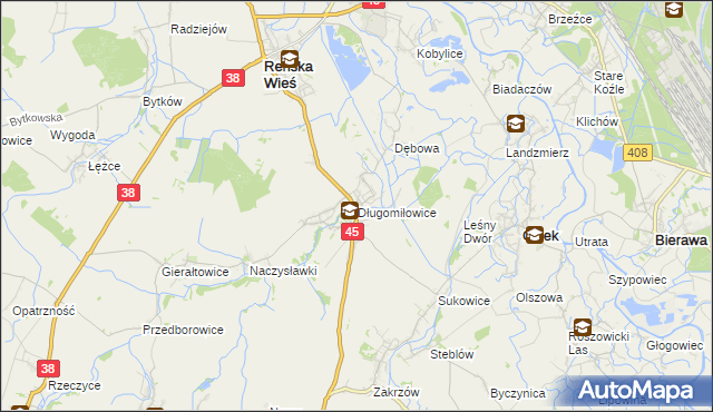 mapa Długomiłowice, Długomiłowice na mapie Targeo