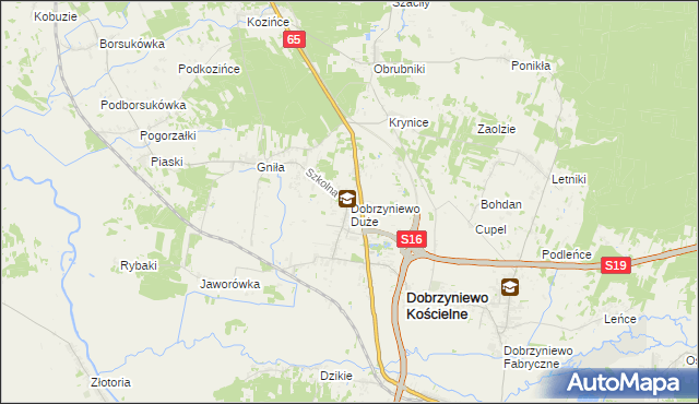 mapa Dobrzyniewo Duże, Dobrzyniewo Duże na mapie Targeo