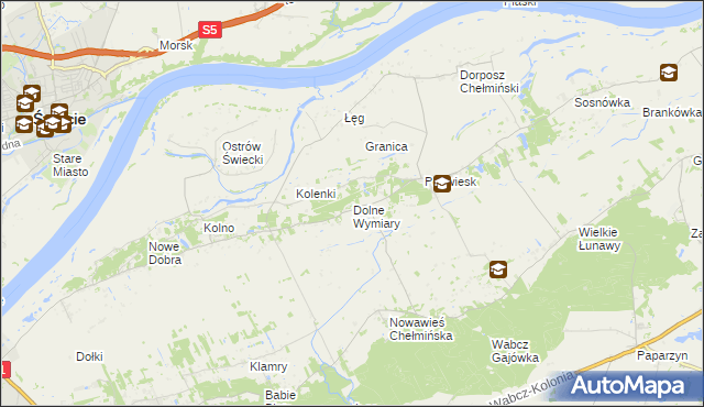 mapa Dolne Wymiary, Dolne Wymiary na mapie Targeo