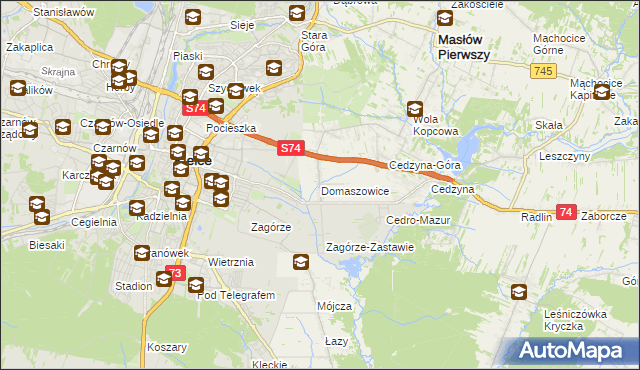 mapa Domaszowice gmina Masłów, Domaszowice gmina Masłów na mapie Targeo