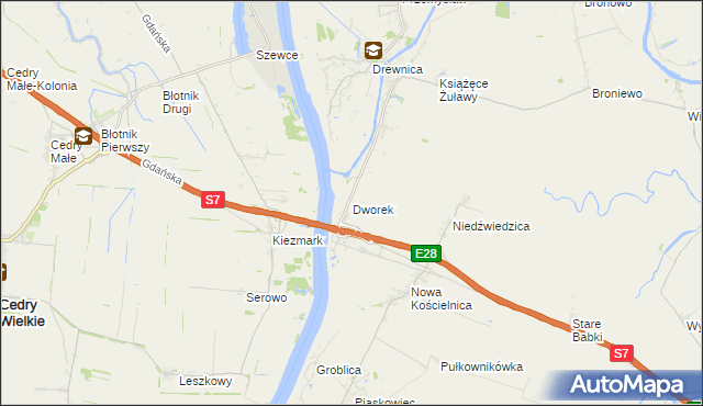 mapa Dworek gmina Stegna, Dworek gmina Stegna na mapie Targeo