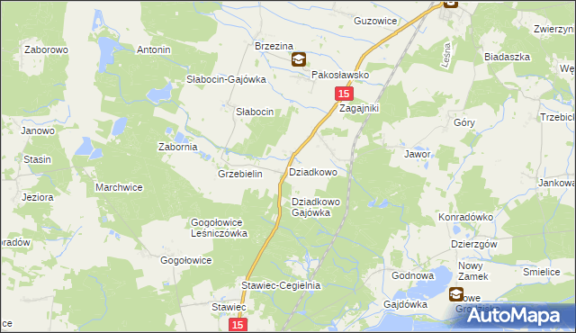 mapa Dziadkowo gmina Cieszków, Dziadkowo gmina Cieszków na mapie Targeo