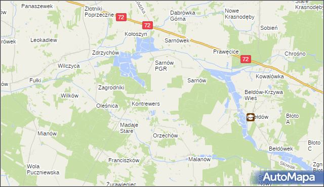mapa Dzierżanów gmina Dalików, Dzierżanów gmina Dalików na mapie Targeo