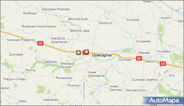 mapa Dzierzążnia, Dzierzążnia na mapie Targeo