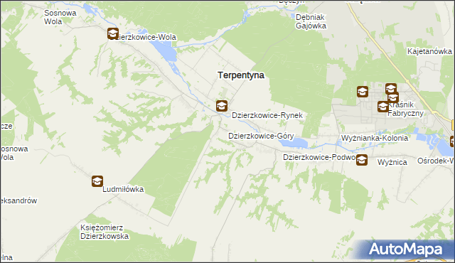 mapa Dzierzkowice-Góry, Dzierzkowice-Góry na mapie Targeo