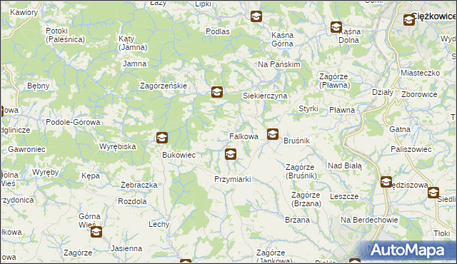 mapa Falkowa, Falkowa na mapie Targeo
