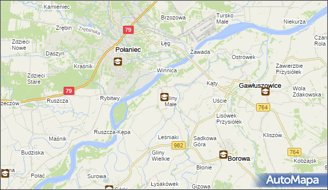 mapa Gliny Małe, Gliny Małe na mapie Targeo