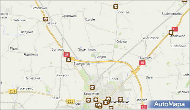 mapa Gnojno gmina Inowrocław, Gnojno gmina Inowrocław na mapie Targeo