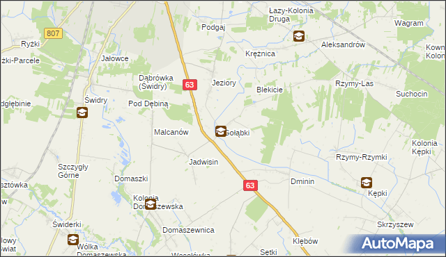 mapa Gołąbki gmina Łuków, Gołąbki gmina Łuków na mapie Targeo