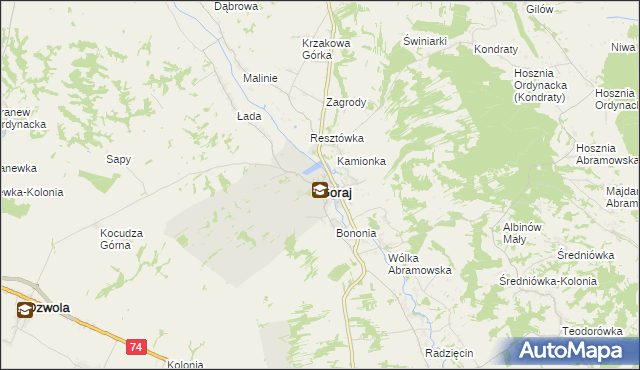 mapa Goraj powiat biłgorajski, Goraj powiat biłgorajski na mapie Targeo
