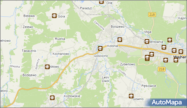 mapa Gościcino, Gościcino na mapie Targeo