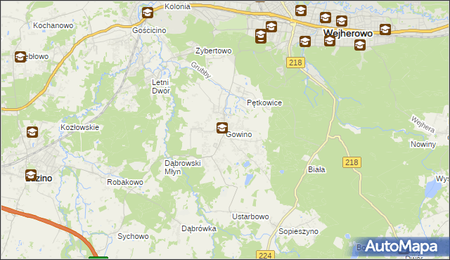 mapa Gowino, Gowino na mapie Targeo