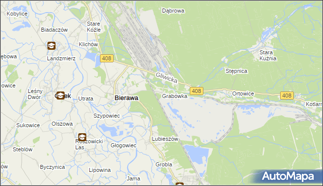 mapa Grabówka gmina Bierawa, Grabówka gmina Bierawa na mapie Targeo