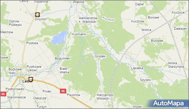 mapa Gródek gmina Lelów, Gródek gmina Lelów na mapie Targeo