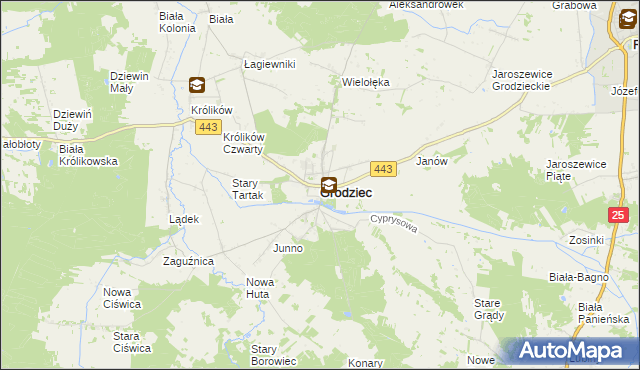 mapa Grodziec powiat koniński, Grodziec powiat koniński na mapie Targeo