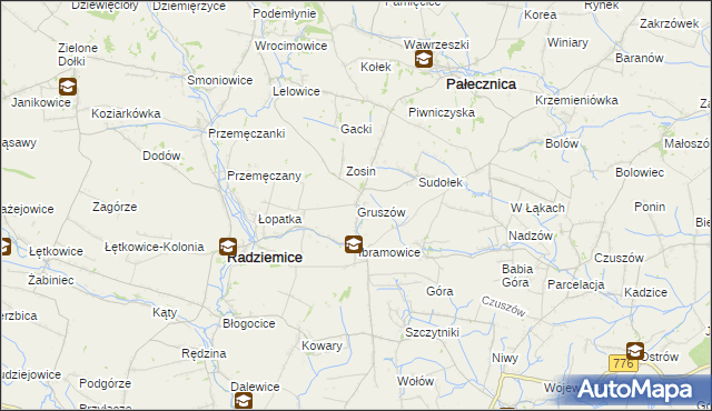 mapa Gruszów gmina Pałecznica, Gruszów gmina Pałecznica na mapie Targeo