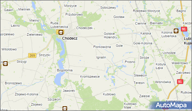 mapa Ignalin gmina Chodecz, Ignalin gmina Chodecz na mapie Targeo