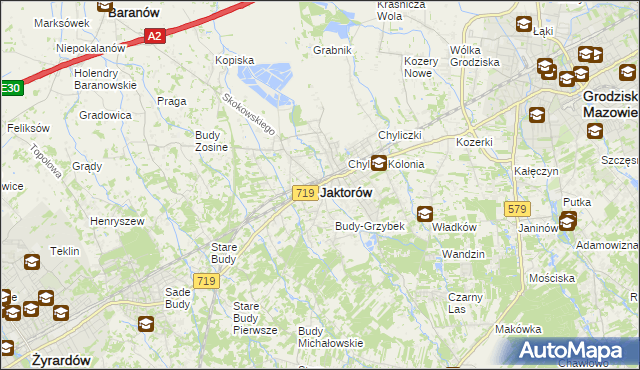 mapa Jaktorów, Jaktorów na mapie Targeo