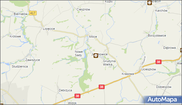 mapa Jakubowice gmina Pawłowiczki, Jakubowice gmina Pawłowiczki na mapie Targeo