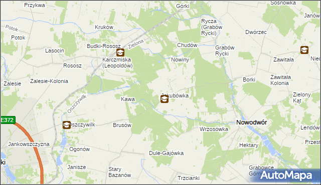 mapa Jakubówka gmina Nowodwór, Jakubówka gmina Nowodwór na mapie Targeo