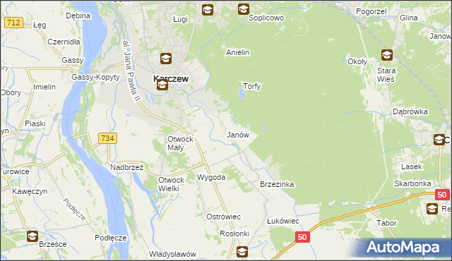 mapa Janów gmina Karczew, Janów gmina Karczew na mapie Targeo