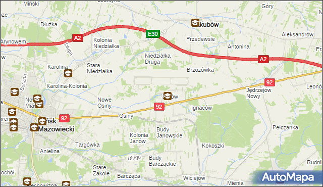 mapa Janów gmina Mińsk Mazowiecki, Janów gmina Mińsk Mazowiecki na mapie Targeo