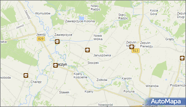 mapa Januszówka gmina Spiczyn, Januszówka gmina Spiczyn na mapie Targeo