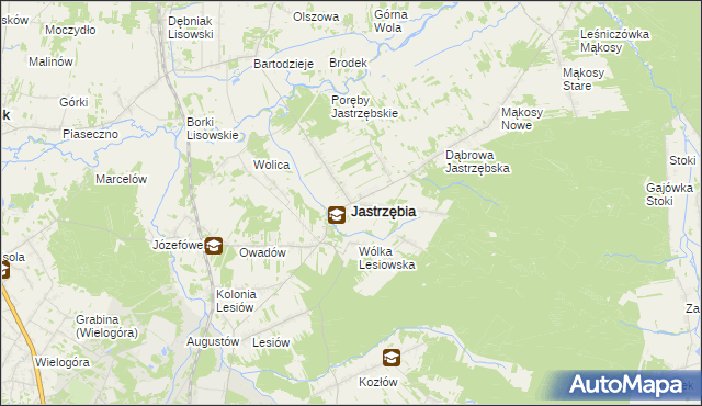 mapa Jastrzębia powiat radomski, Jastrzębia powiat radomski na mapie Targeo