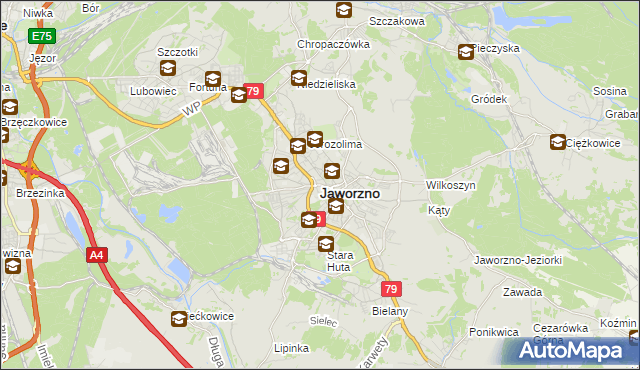 mapa Jaworzno, Jaworzno na mapie Targeo
