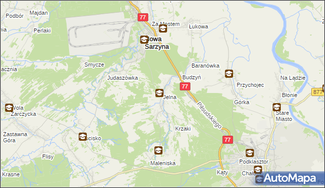 mapa Jelna gmina Nowa Sarzyna, Jelna gmina Nowa Sarzyna na mapie Targeo