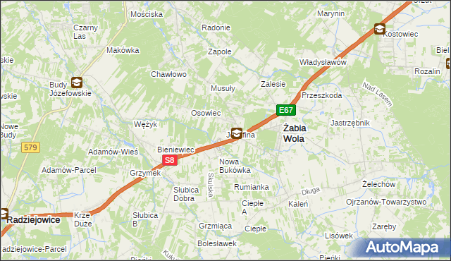 mapa Józefina gmina Żabia Wola, Józefina gmina Żabia Wola na mapie Targeo