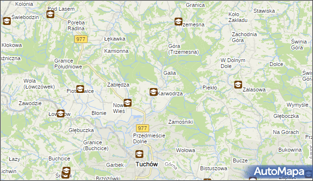 mapa Karwodrza, Karwodrza na mapie Targeo