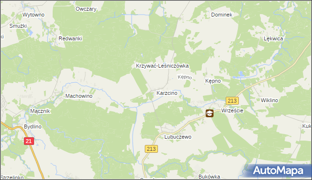 mapa Karzcino, Karzcino na mapie Targeo