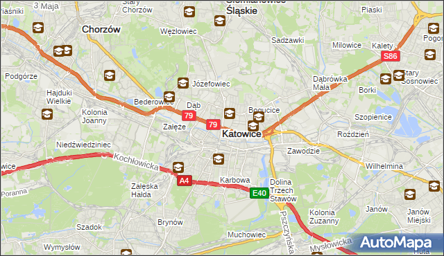 mapa Katowic, Katowice na mapie Targeo