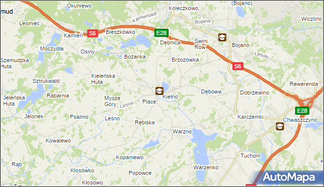 mapa Kielno gmina Szemud, Kielno gmina Szemud na mapie Targeo