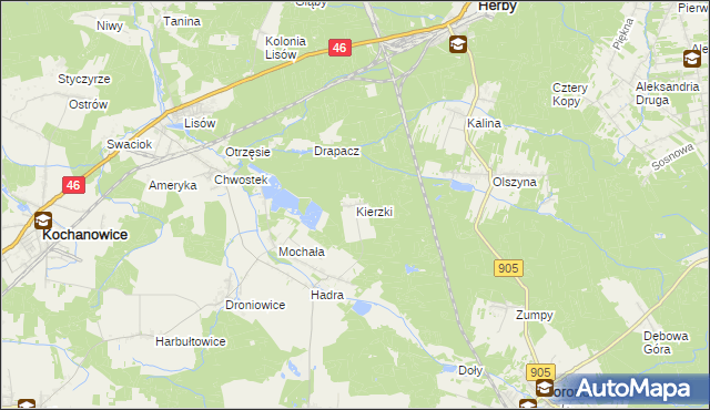 mapa Kierzki gmina Herby, Kierzki gmina Herby na mapie Targeo