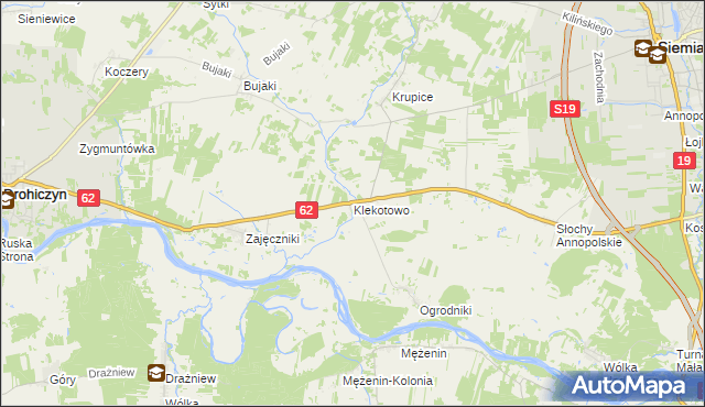 mapa Klekotowo gmina Siemiatycze, Klekotowo gmina Siemiatycze na mapie Targeo