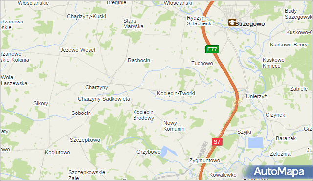 mapa Kocięcin-Tworki, Kocięcin-Tworki na mapie Targeo