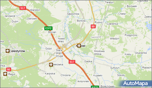 mapa Kołbiel, Kołbiel na mapie Targeo