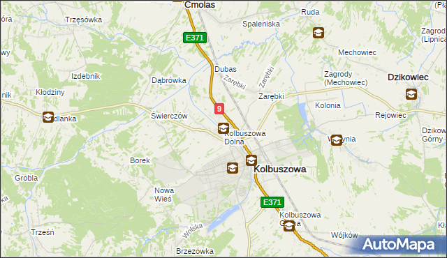mapa Kolbuszowa Dolna, Kolbuszowa Dolna na mapie Targeo
