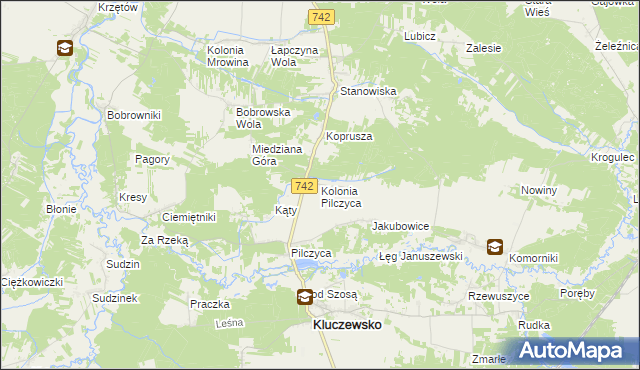 mapa Kolonia Pilczyca, Kolonia Pilczyca na mapie Targeo