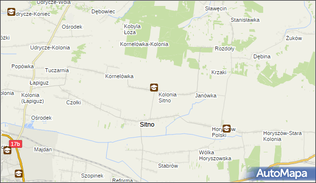 mapa Kolonia Sitno, Kolonia Sitno na mapie Targeo