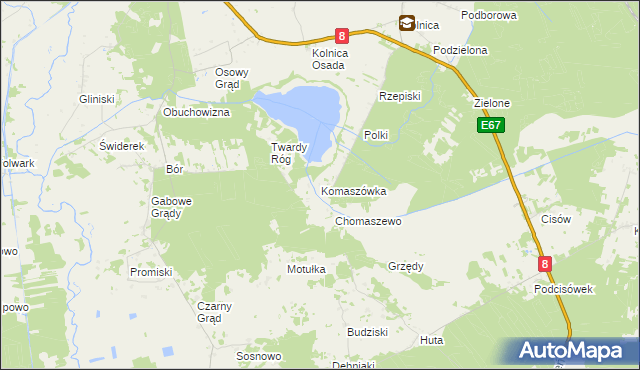 mapa Komaszówka gmina Augustów, Komaszówka gmina Augustów na mapie Targeo