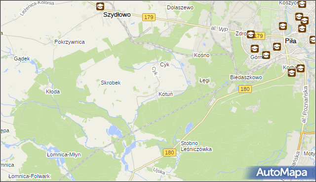 mapa Kotuń gmina Szydłowo, Kotuń gmina Szydłowo na mapie Targeo