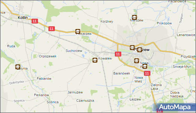 mapa Kowalew gmina Pleszew, Kowalew gmina Pleszew na mapie Targeo
