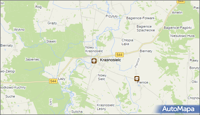 mapa Krasnosielc, Krasnosielc na mapie Targeo