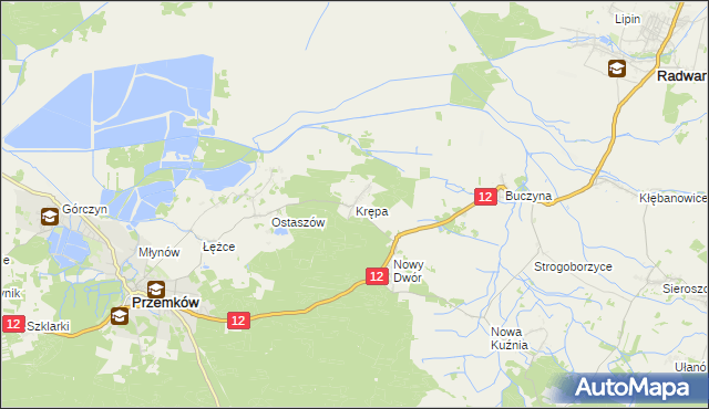 mapa Krępa gmina Przemków, Krępa gmina Przemków na mapie Targeo
