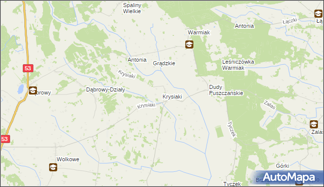 mapa Krysiaki gmina Myszyniec, Krysiaki gmina Myszyniec na mapie Targeo
