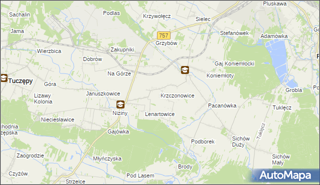 mapa Krzczonowice gmina Staszów, Krzczonowice gmina Staszów na mapie Targeo