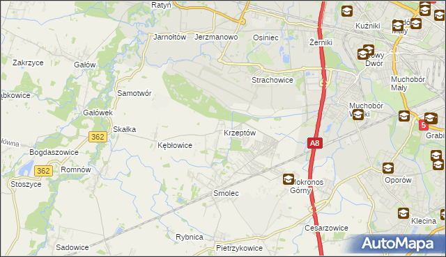 mapa Krzeptów, Krzeptów na mapie Targeo